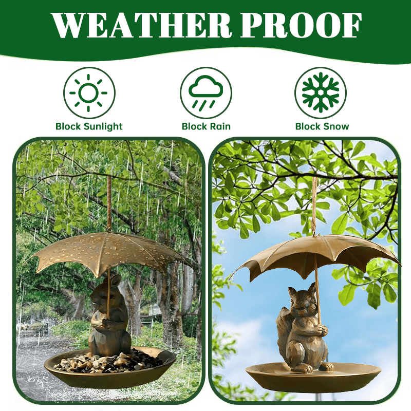 ☔️ Enchant Your Garden With The Animal Bird Feeder With Umbrella!