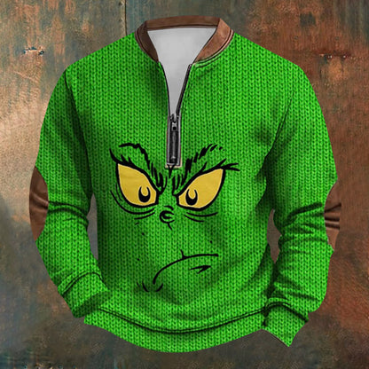 Unisex Long Sleeve Half-zip Crew Neck Sweatshirt - Random Style