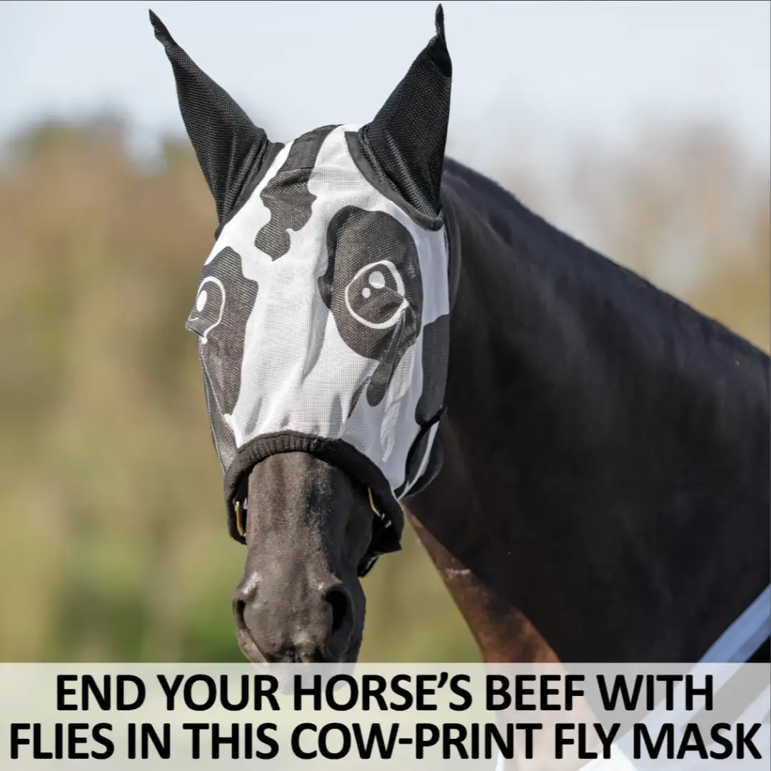 🏆 50K+ SOLD (Horse Lovers)🐴Dura-Mesh Grandpa Fly Mask with Funny Pattern Horse Fly Mask