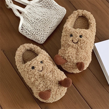 Peanut Jellycat Fluffy Fuzzy Scuff Slippers Soft Comfy Memory Foam Non-slip Indoor House Shoes