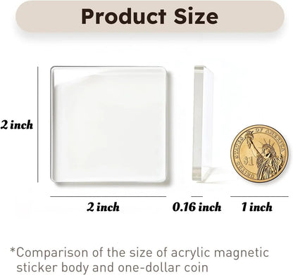 🏆LAST DAY SALE 50% OFF!!✂🎞10 Pack 2"x2" Clear Acrylic DIY Fridge Magnets Set with Adhesive Backing – Square Magnetic Photo Frames💕