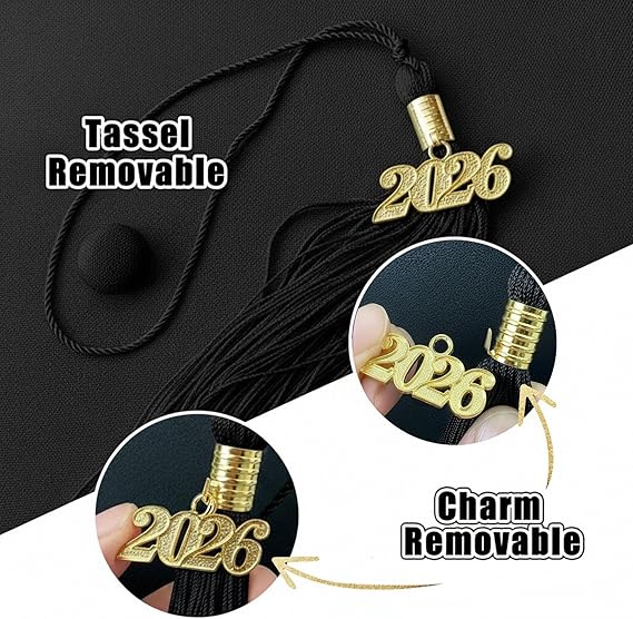 Unisex Matte Graduation Cap with 2026 Year Charm for Adult Middle High School and Bachelor