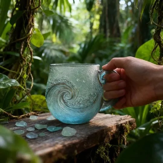 🎄Christmas Best Gifts🔥Unique Handcrafted Sea Glass Ocean Wave Mug🎁Free Gifts