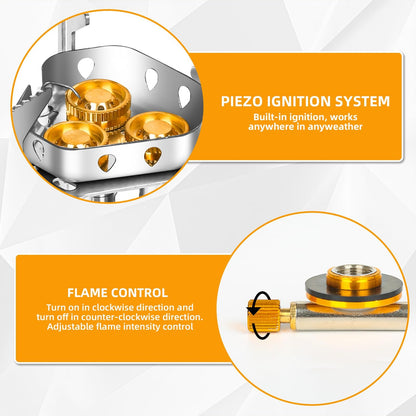 🔥LAST DAY 57% OFF🌟9900W/12800W Windproof Camping Stove, Camping Gas Stove with Piezo Ignition