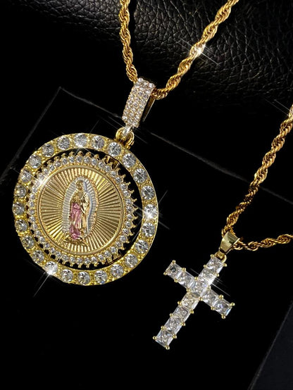 ✝️Cross & Virgin Mary Necklace – Faith, Strength, and Quiet Protection