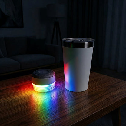 🎶20oz Bluetooth Speaker Insulated Mug🥇✨: Your Perfect Vibe for Sips & Sounds 🥳(🔓Detachable 2-Piece | RGB Lights & Temp Lock🥤)