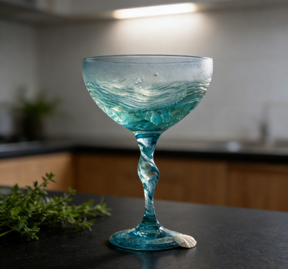 🌊🍷 Ocean Wave Sea Glass Wine Glass🌊
