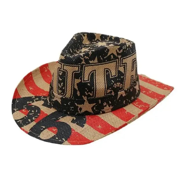 VINTAGE Cowboy & Cowgirl USA Flag Hat - (unisex)