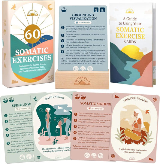 🌿60 Somatic Therapy Exercise Cards🧠Your Nervous System Reset for Daily Calm 🥳📖 Step-by-Step Guidance - Beginner Friendly