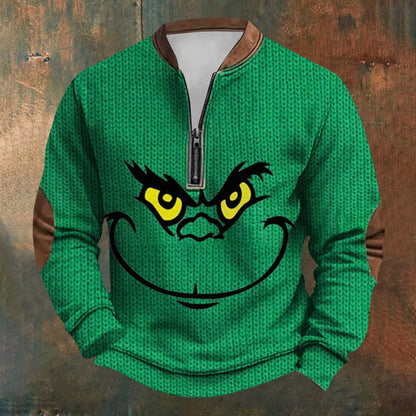 Unisex Long Sleeve Half-zip Crew Neck Sweatshirt - Random Style