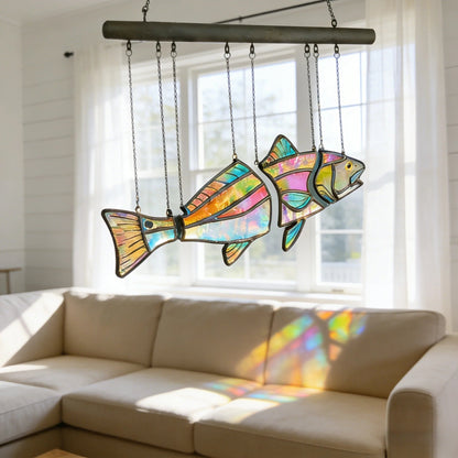 🔥Last Day 50% OFF - ✨Handcrafted Stained Glass Red Drum-The Illusion of Swimming
