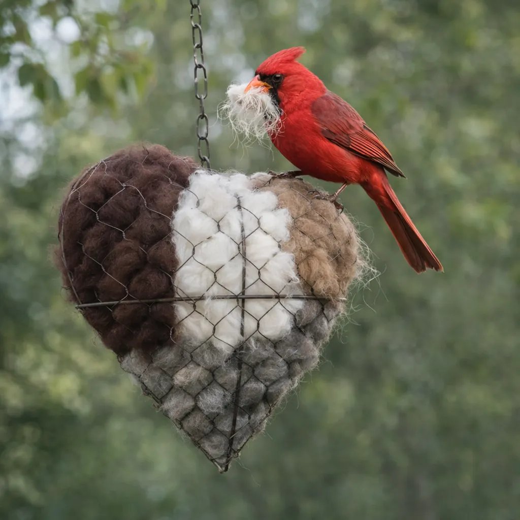🕊️🕊️ Handmade Alpaca Fiber Bird Nesting Heart🕊️🕊️