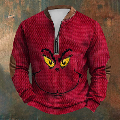 Unisex Long Sleeve Half-zip Crew Neck Sweatshirt - Random Style