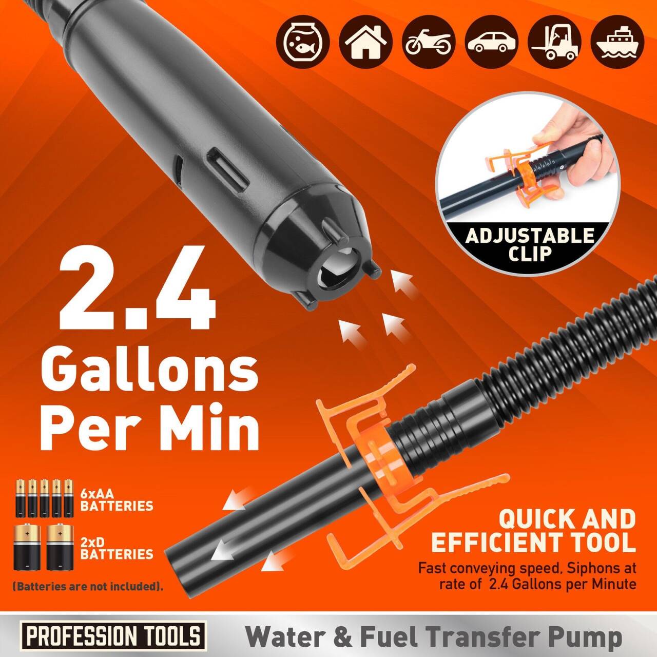 Cordless Fuel Transfer Pump Compatible with DeWalt 20V & Milwaukee 18V Batteries
