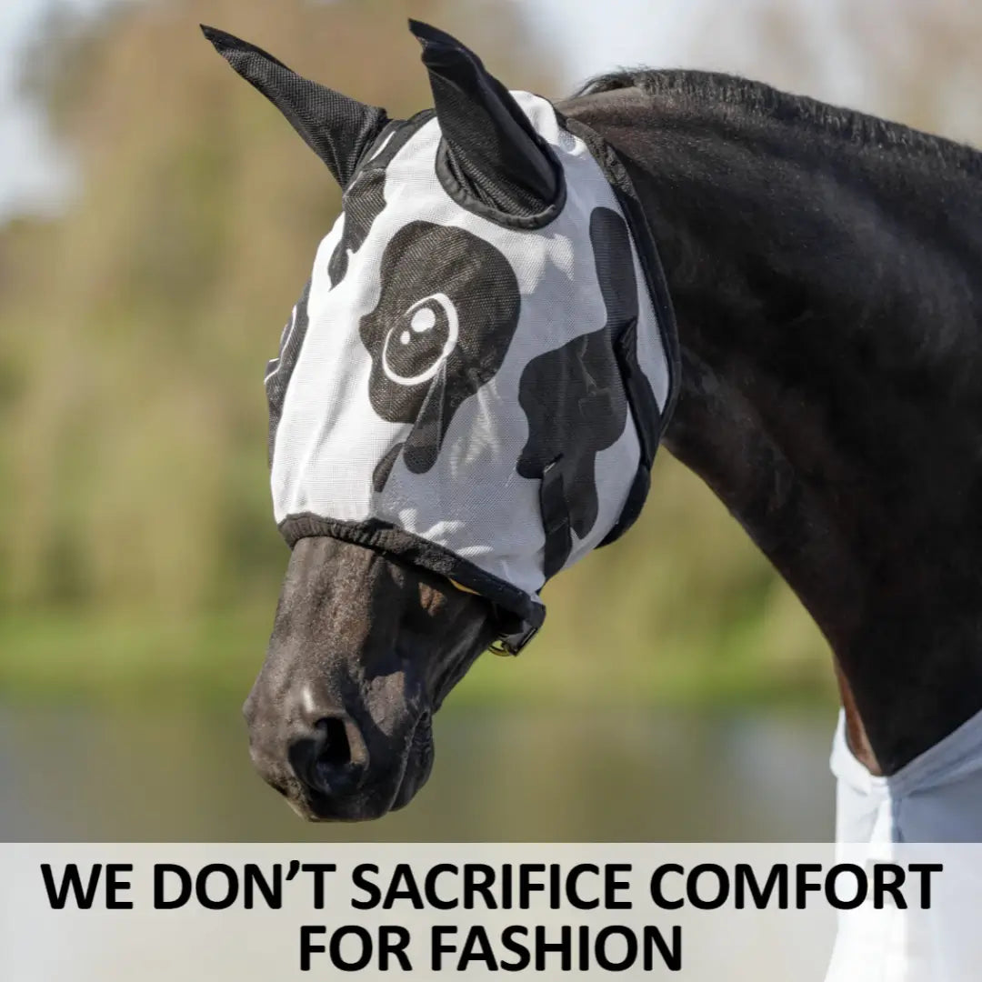 🏆 50K+ SOLD (Horse Lovers)🐴Dura-Mesh Grandpa Fly Mask with Funny Pattern Horse Fly Mask