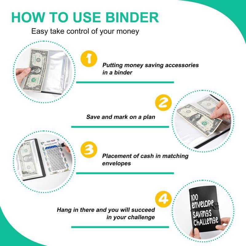 🔥💸100 Envelope Saving Challenged Binder