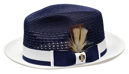 Franco | Two Tone Natural Straw Fedora