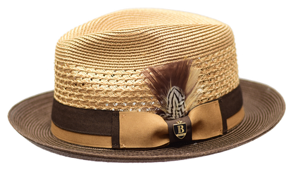 Franco | Two Tone Natural Straw Fedora