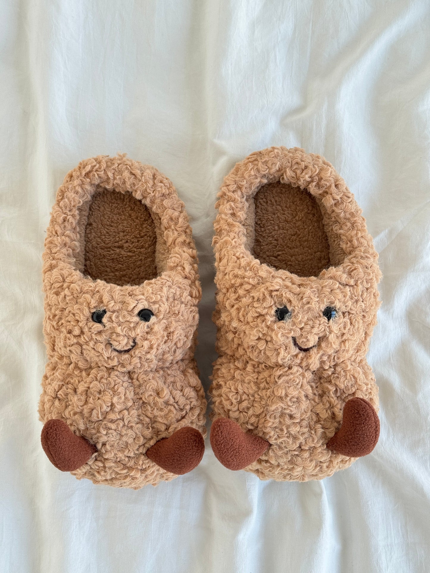 Peanut Jellycat Fluffy Fuzzy Scuff Slippers Soft Comfy Memory Foam Non-slip Indoor House Shoes