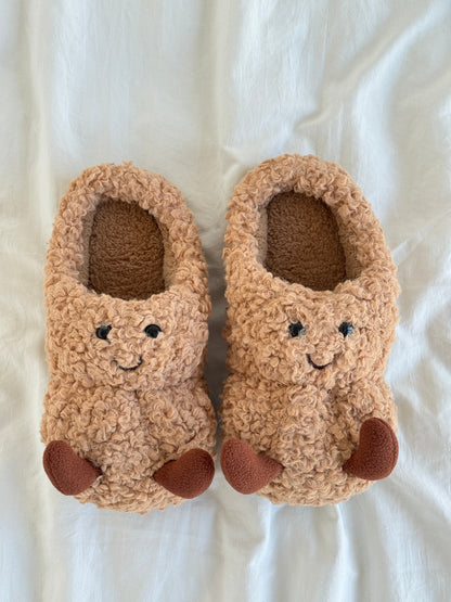 Peanut Jellycat Fluffy Fuzzy Scuff Slippers Soft Comfy Memory Foam Non-slip Indoor House Shoes