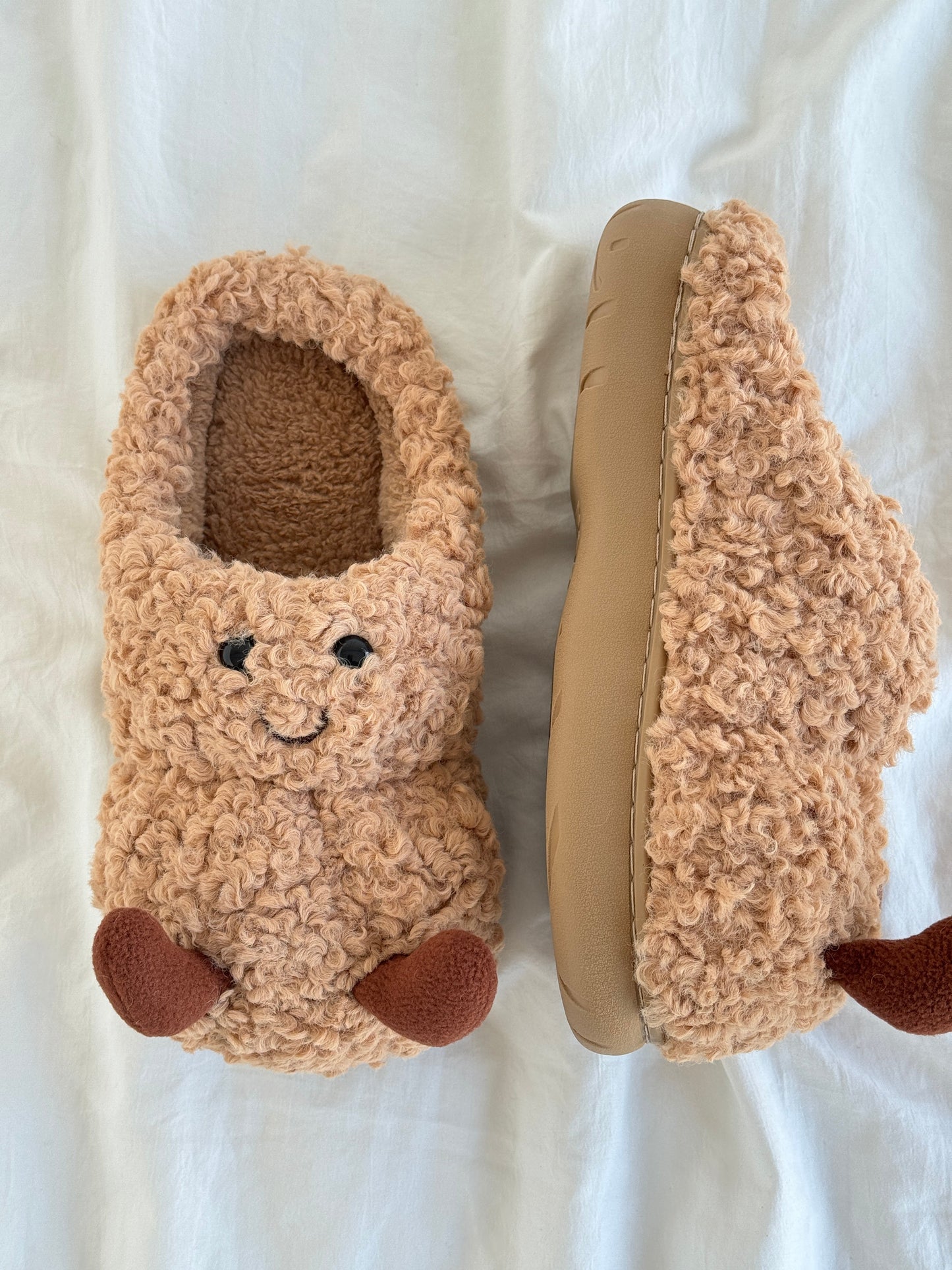 Peanut Jellycat Fluffy Fuzzy Scuff Slippers Soft Comfy Memory Foam Non-slip Indoor House Shoes