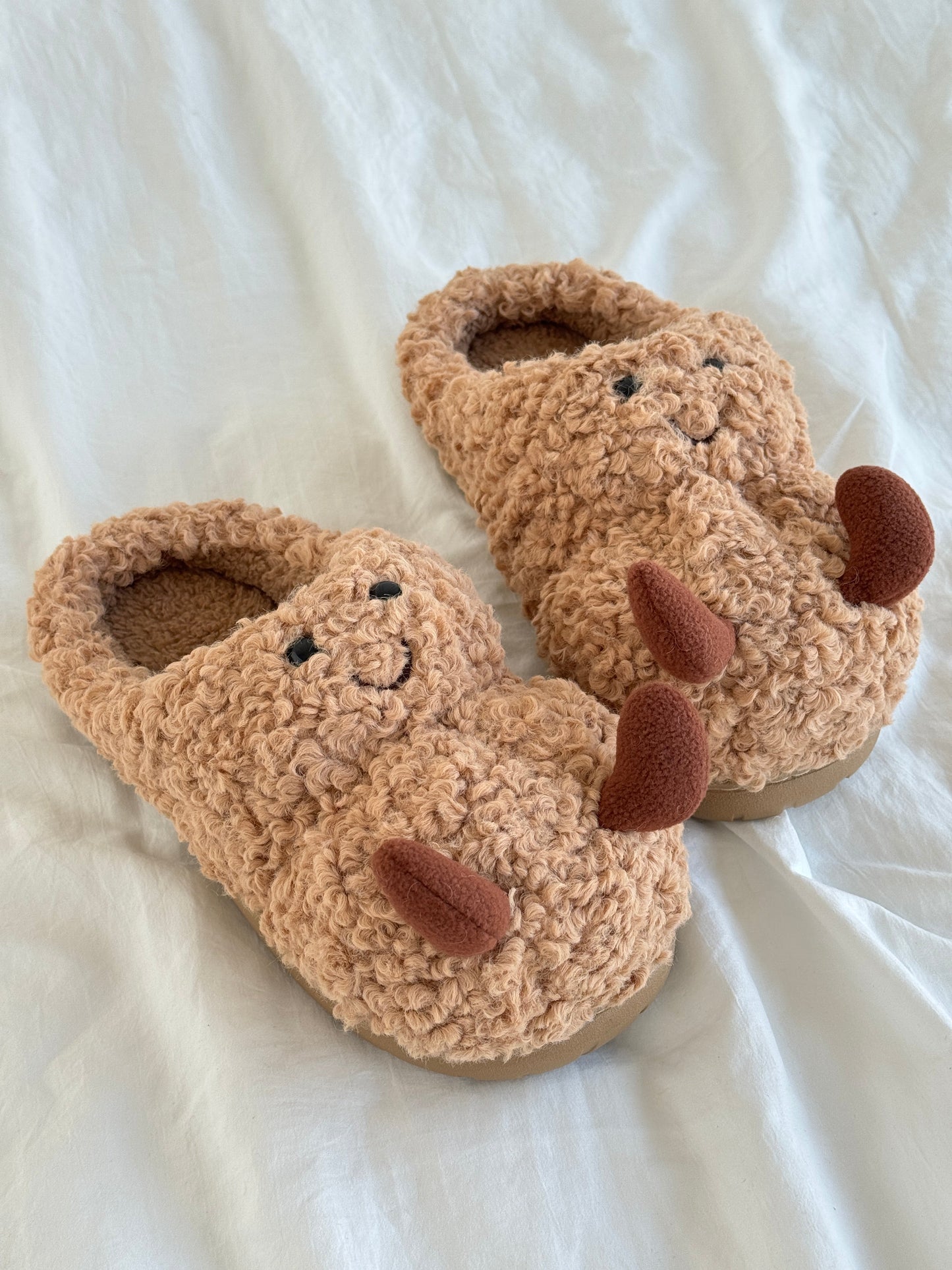 Peanut Jellycat Fluffy Fuzzy Scuff Slippers Soft Comfy Memory Foam Non-slip Indoor House Shoes