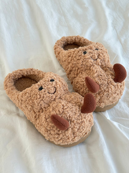 Peanut Jellycat Fluffy Fuzzy Scuff Slippers Soft Comfy Memory Foam Non-slip Indoor House Shoes