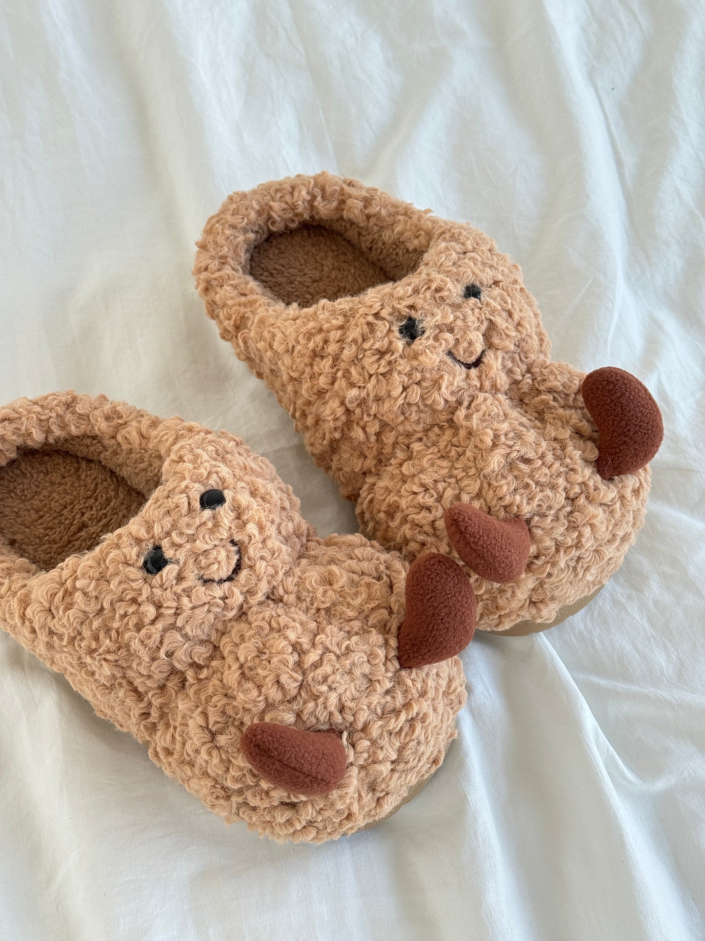 Peanut Jellycat Fluffy Fuzzy Scuff Slippers Soft Comfy Memory Foam Non-slip Indoor House Shoes