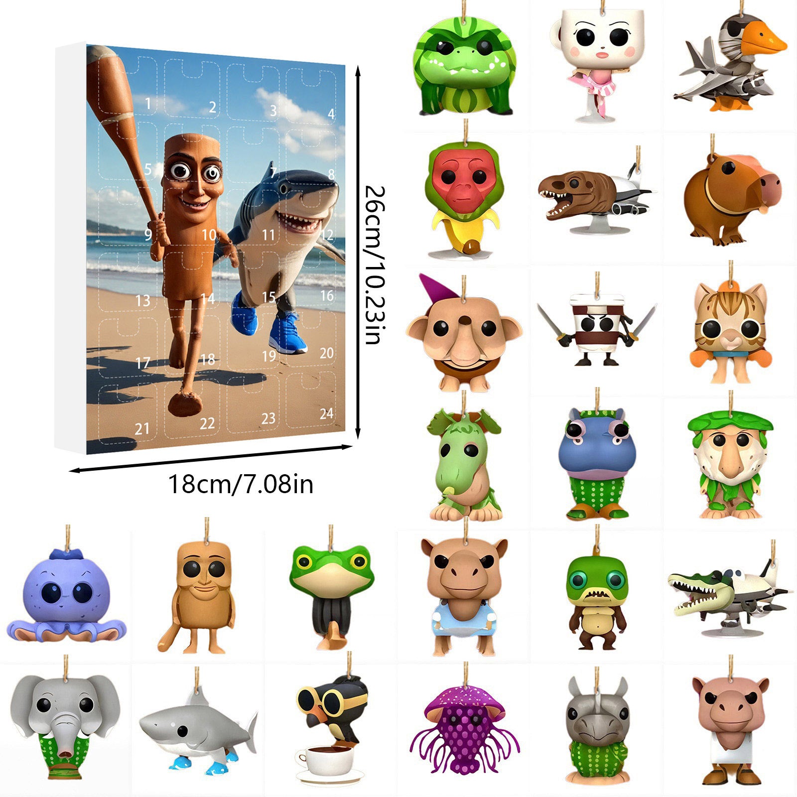 🎁 Last Day 50% OFF 🔥 Italian Brainrot Toys Countdown 24 Days Advent Calendar, Tung Tung Tung Advent Calendar