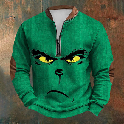 Unisex Long Sleeve Half-zip Crew Neck Sweatshirt - Random Style