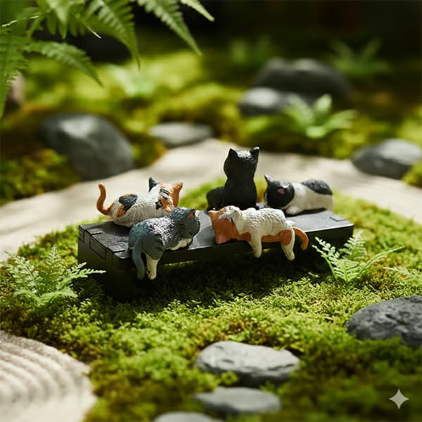 🐱✨ Mini Cat Desk Figurines – Set of 5 Adorable Handcrafted Kittens for Your Workspace 🖥️💕