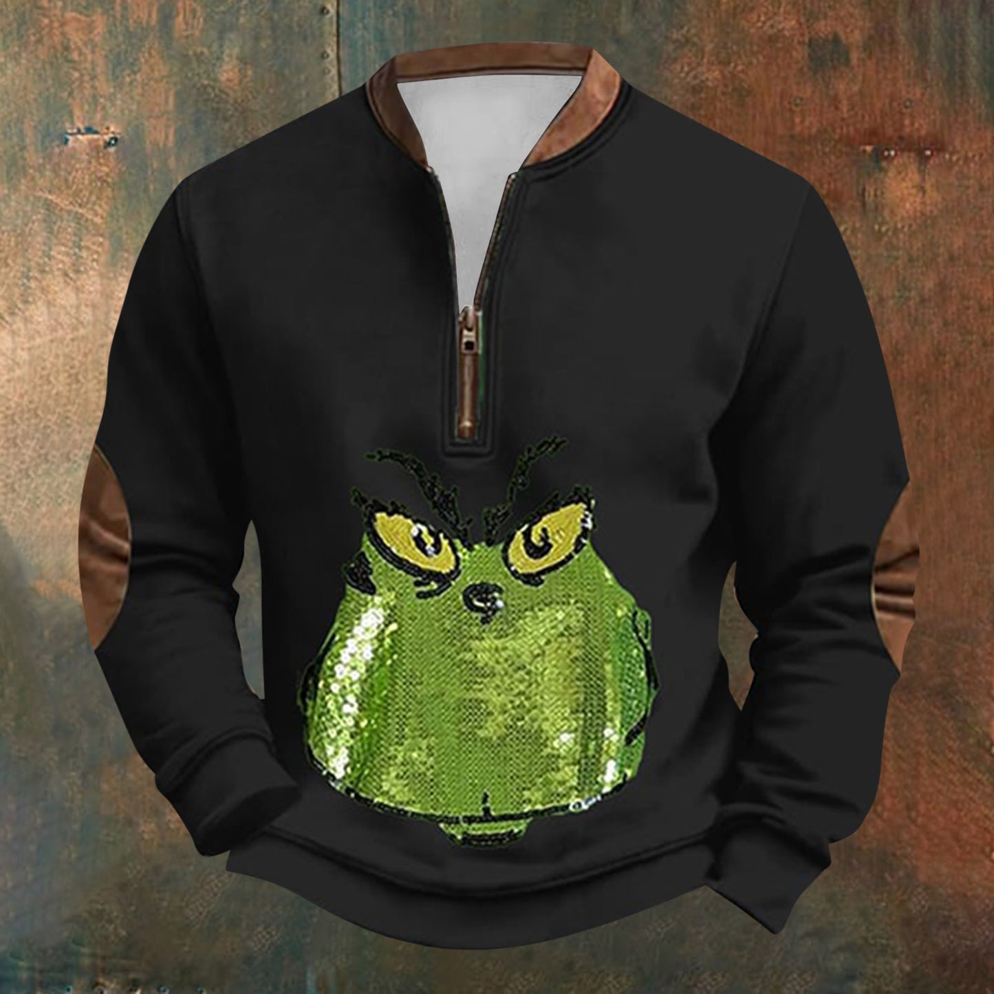 Unisex Long Sleeve Half-zip Crew Neck Sweatshirt - Random Style