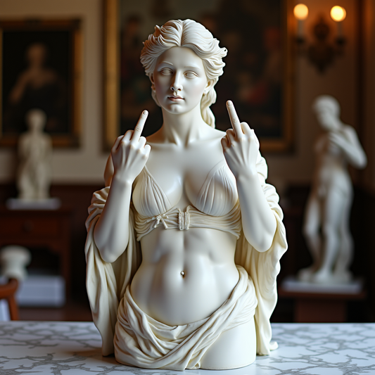 Venus with Attitude: The Middle Finger Statue - Bold Art for Modern Rebels