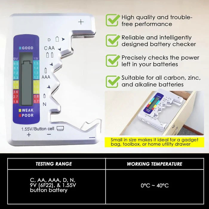 ⚡️Last day 80% OFF 🔋Digital Universal Battery Tester – LCD Battery Checker🪫