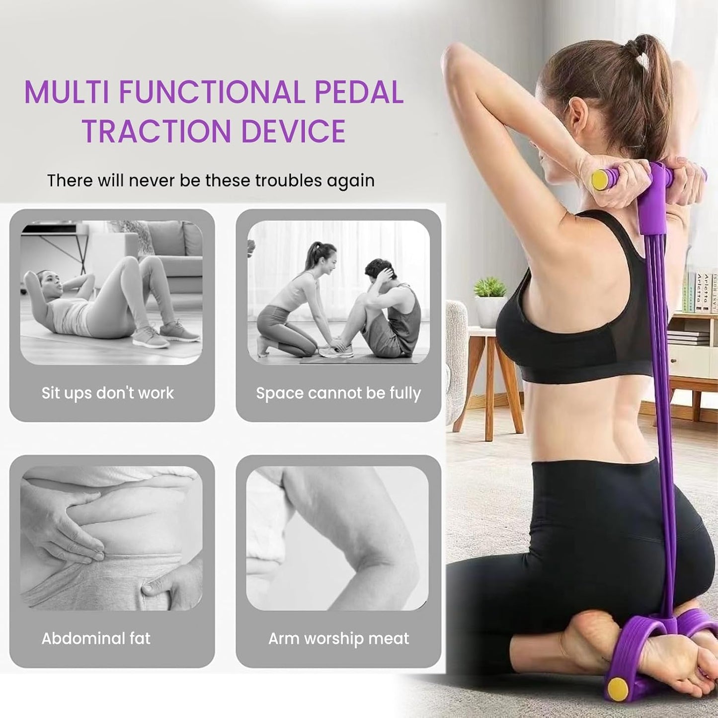 💪 2026 New Upgraded 8-Tube Pedal Resistance Device – Detachable & Adjustable Full-Body Trainer