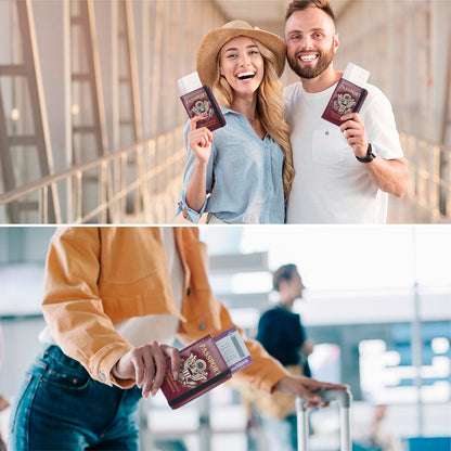 🏆35K+ SOLD!🦅Metal USA Badge Passport Holder Wallet Case - RFID Blocked, Travel Essentials Cruise Essentials