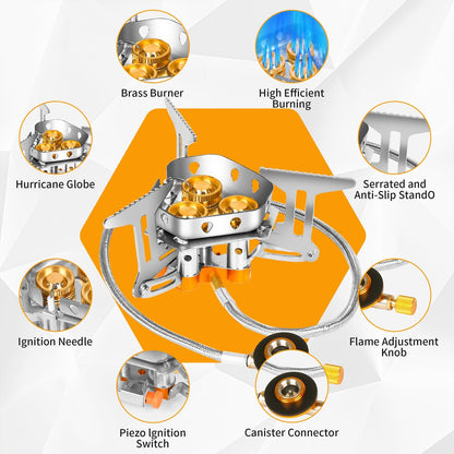🔥LAST DAY 57% OFF🌟9900W/12800W Windproof Camping Stove, Camping Gas Stove with Piezo Ignition