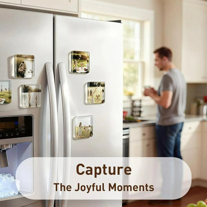 🏆LAST DAY SALE 50% OFF!!✂🎞10 Pack 2"x2" Clear Acrylic DIY Fridge Magnets Set with Adhesive Backing – Square Magnetic Photo Frames💕