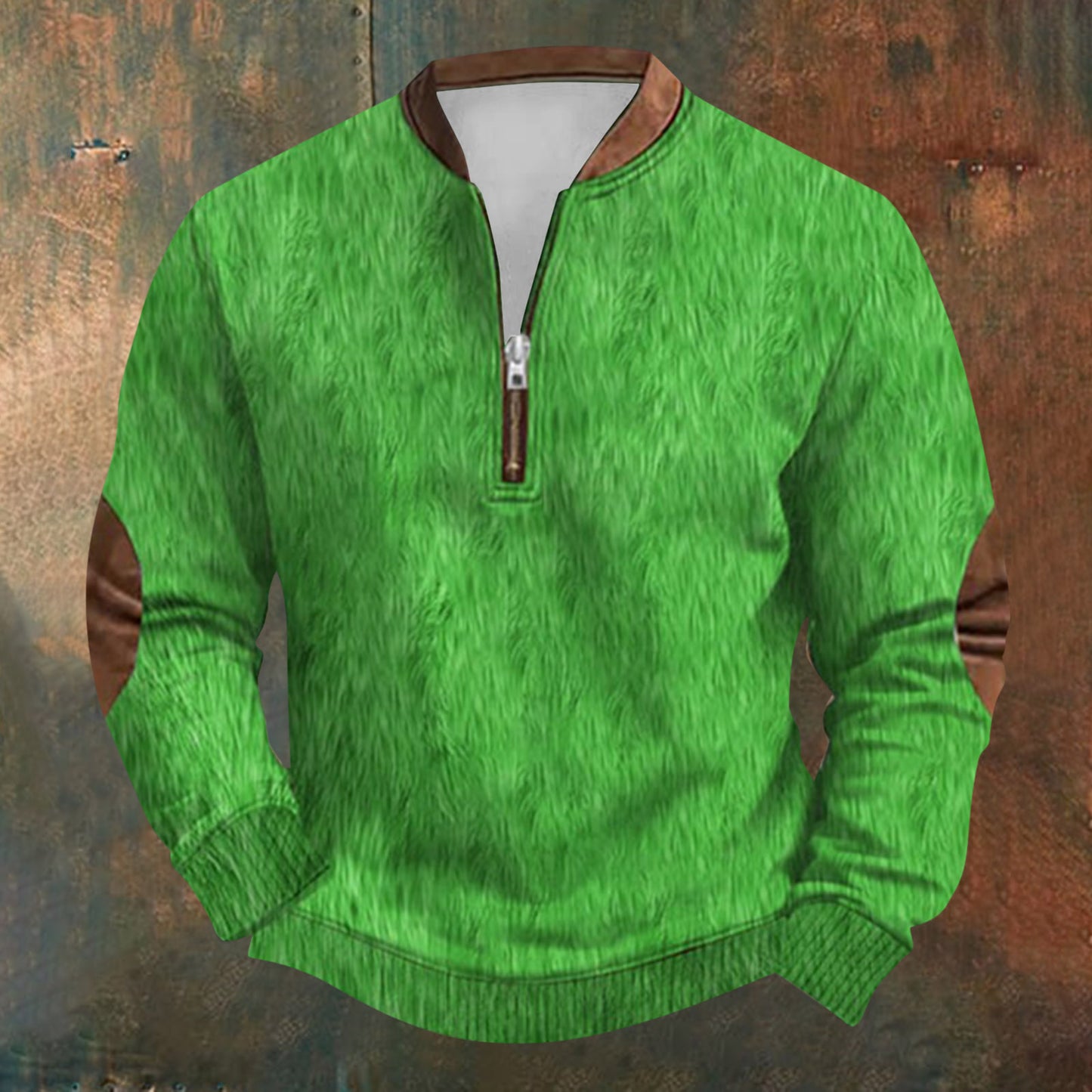 Unisex Long Sleeve Half-zip Crew Neck Sweatshirt - Random Style