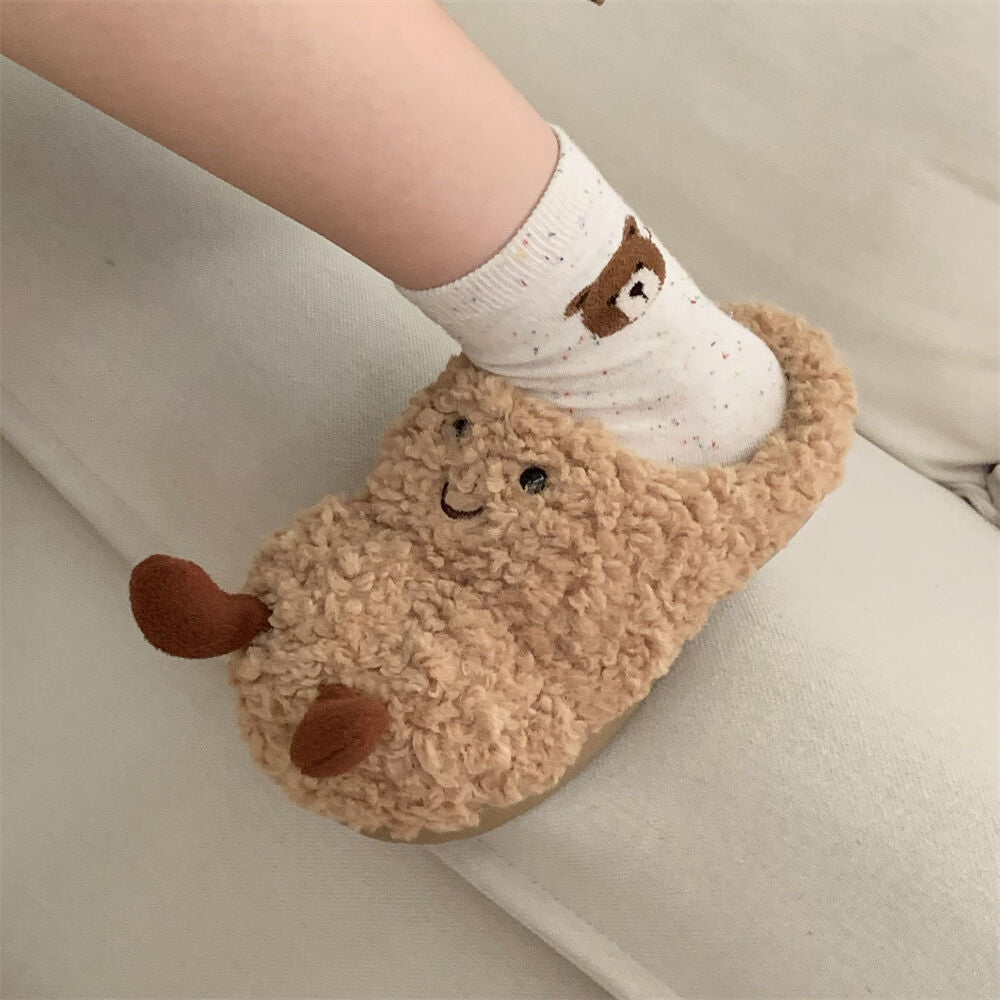 Peanut Jellycat Fluffy Fuzzy Scuff Slippers Soft Comfy Memory Foam Non-slip Indoor House Shoes