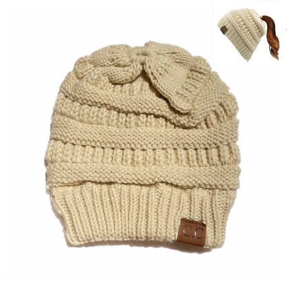 🎅Christmas Sale🎅Women's Ponytail Beanie – Chic & Cozy Cable Knit Hat for Fall and Winter, with Adjustable High Ponytail Opening