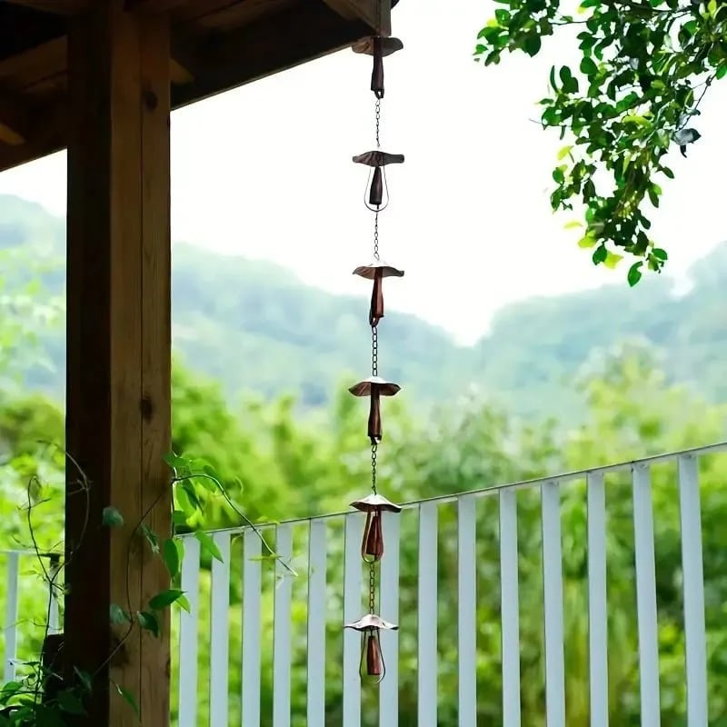 🔥Hot Sale 49% OFF🍄 Vintage Iron Mushroom Rain Chain | Rustic Outdoor Decor & Wind Chime