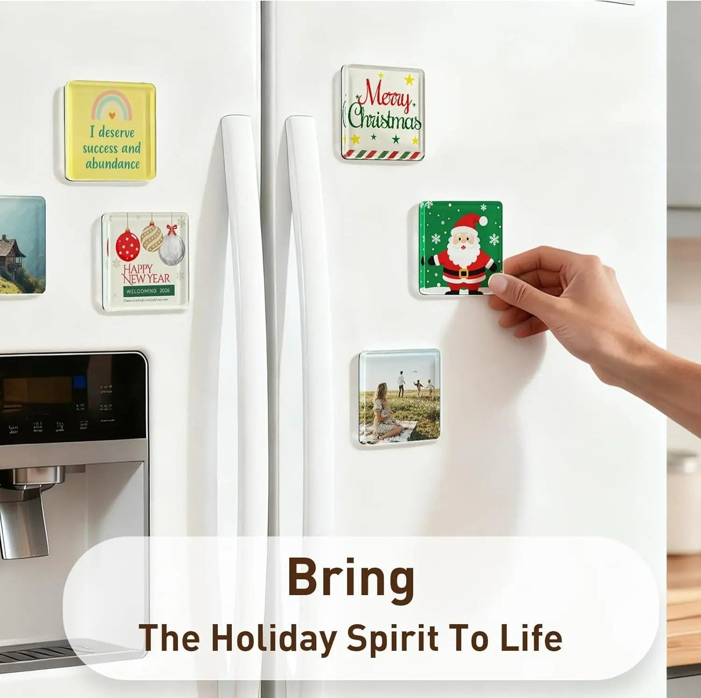 🏆LAST DAY SALE 50% OFF!!✂🎞10 Pack 2"x2" Clear Acrylic DIY Fridge Magnets Set with Adhesive Backing – Square Magnetic Photo Frames💕
