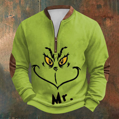 Unisex Long Sleeve Half-zip Crew Neck Sweatshirt - Random Style