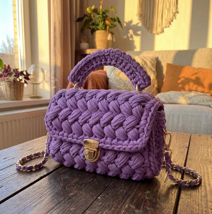 🧶 Handmade by Marcus: Signature Handwoven Crochet Bag – Luxury Artisan Craftsmanship with Gold Accents – Unique Gift for Her ✨