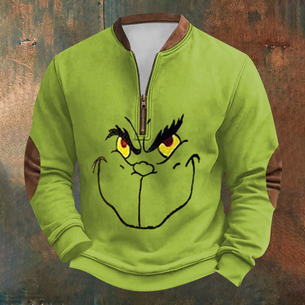 Unisex Long Sleeve Half-zip Crew Neck Sweatshirt - Random Style