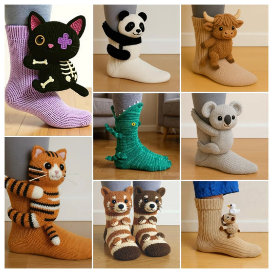 🎅Christmas Eve Sale 49% OFF🧦Hand Crocheted 3D Animal Socks