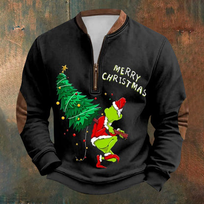 Unisex Long Sleeve Half-zip Crew Neck Sweatshirt - Random Style