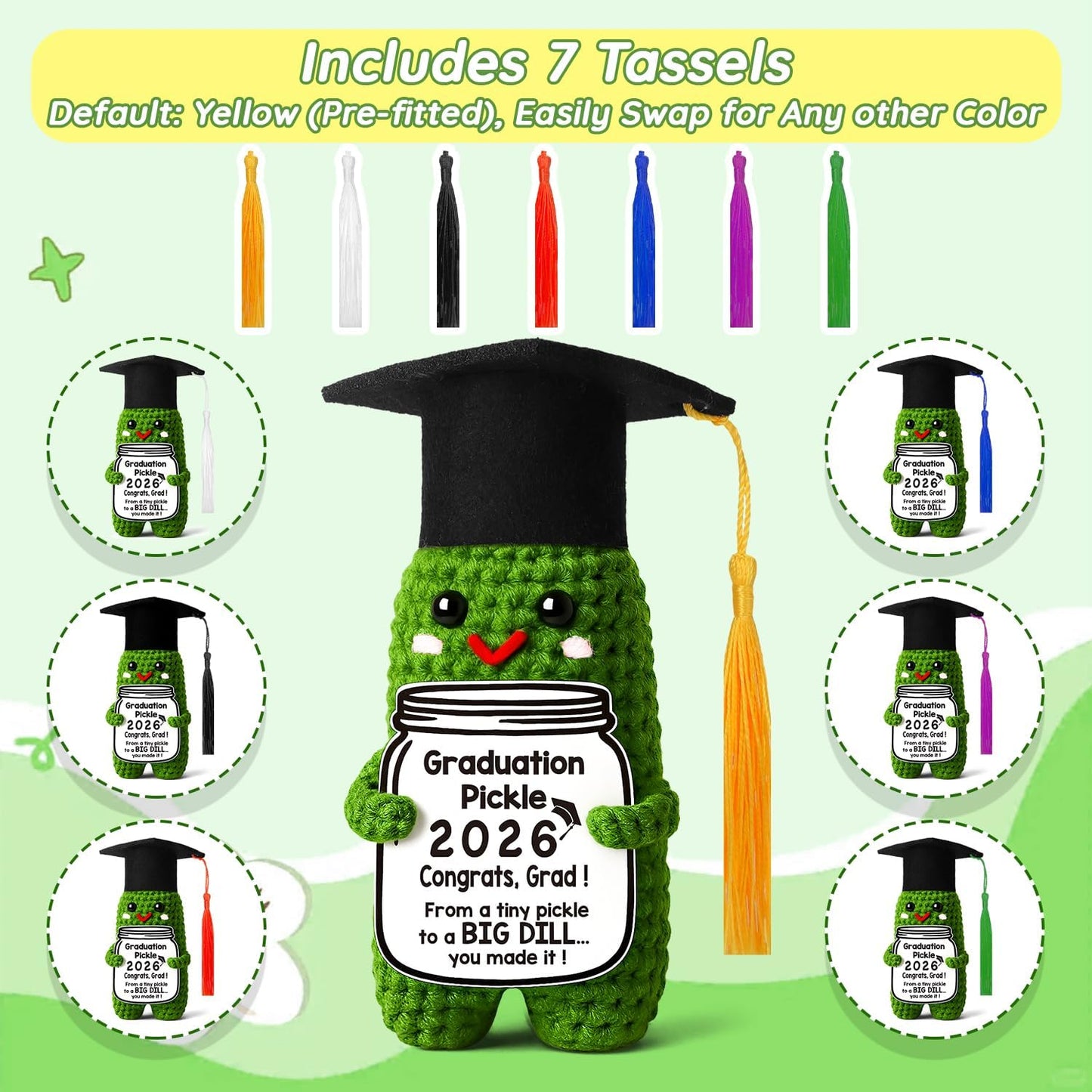 🎓🥒Funny Graduation Pickle – Handmade Crochet Grad Gift🧶🎁
