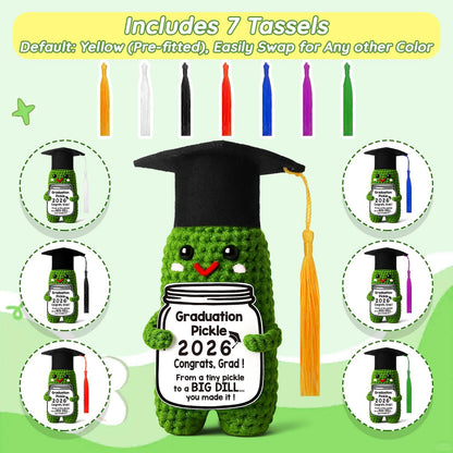 🎓🥒Funny Graduation Pickle – Handmade Crochet Grad Gift🧶🎁